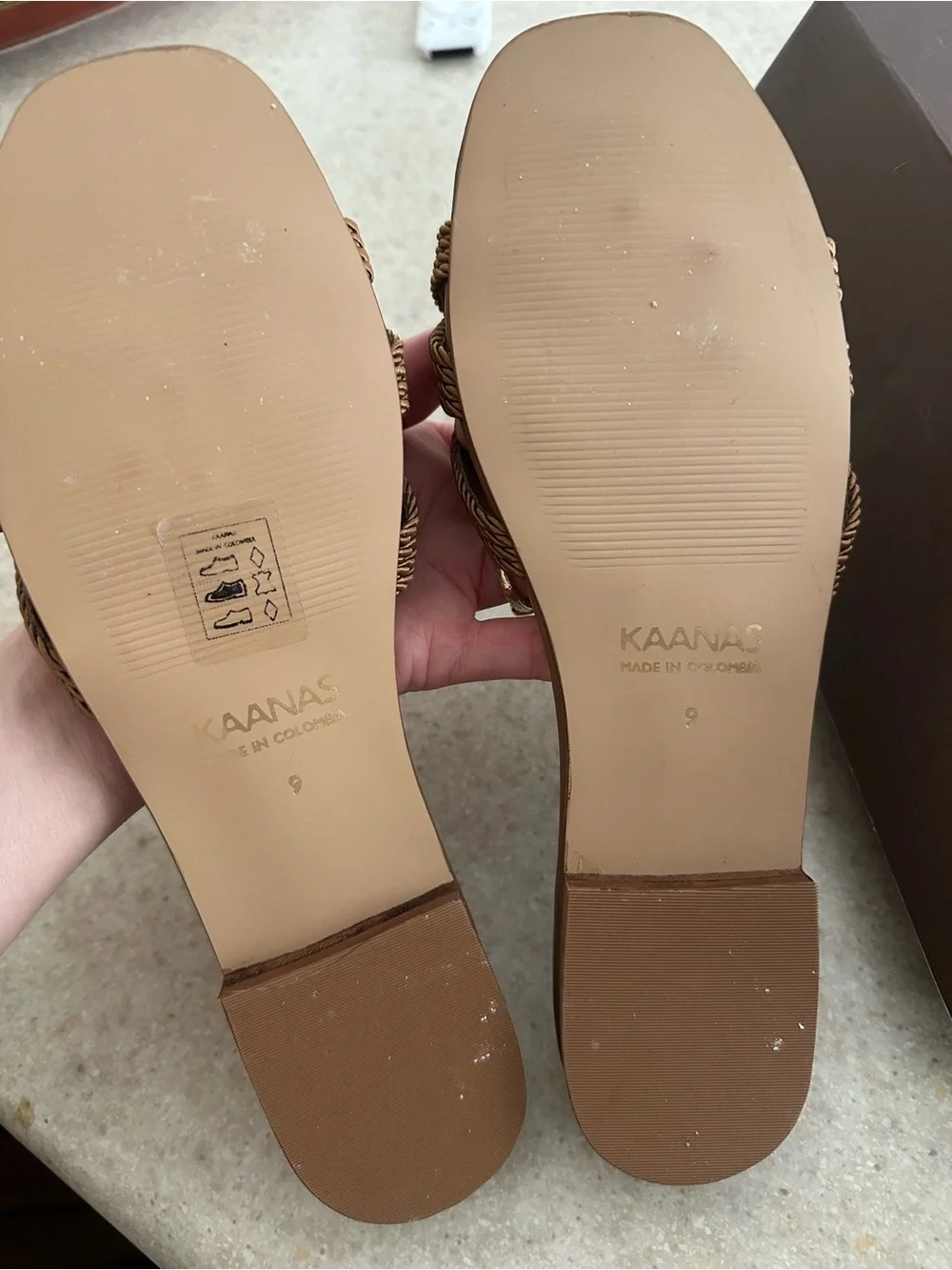Kaanas Ayaana Braided Strap Tan Slide Sandals